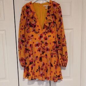 Anthropologie Hutch Floral Ruffle Long Sleeve Romper